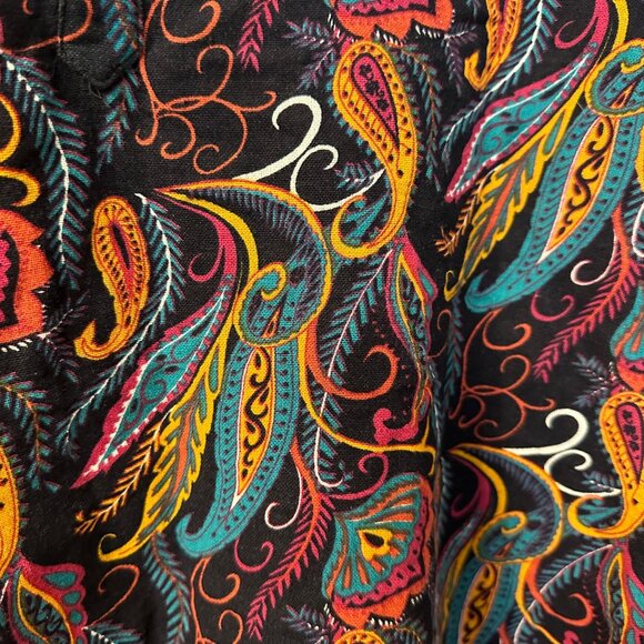 Coofandy | 3XL Colorful Multicolor Paisley Long Sleeve Top Cotton Hemp Roll Tab - Picture 6 of 9